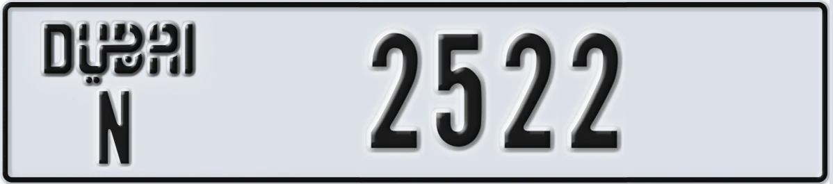 UAE License Plate Dubai N 2522