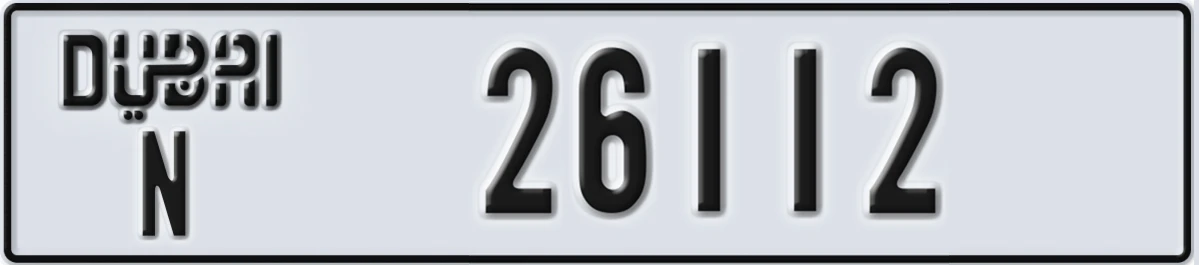 UAE License Plate Dubai N 26112