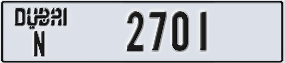 UAE License Plate Dubai N 2701