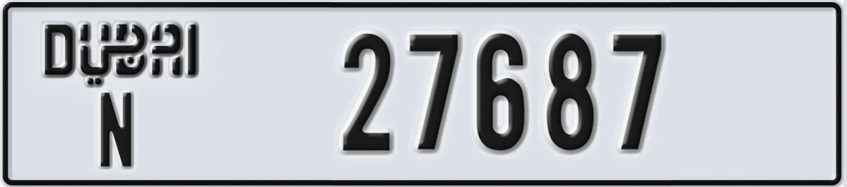 UAE License Plate Dubai N 27687