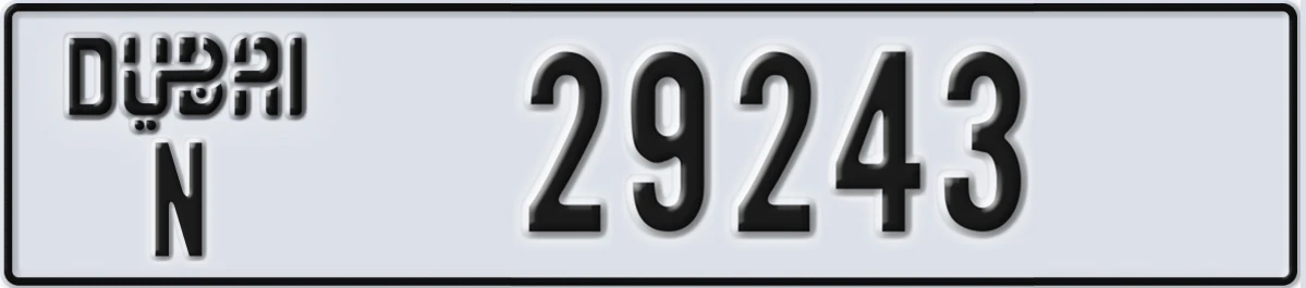 UAE License Plate Dubai N 29243
