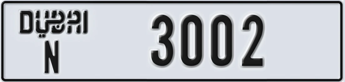 UAE License Plate Dubai N 3002X