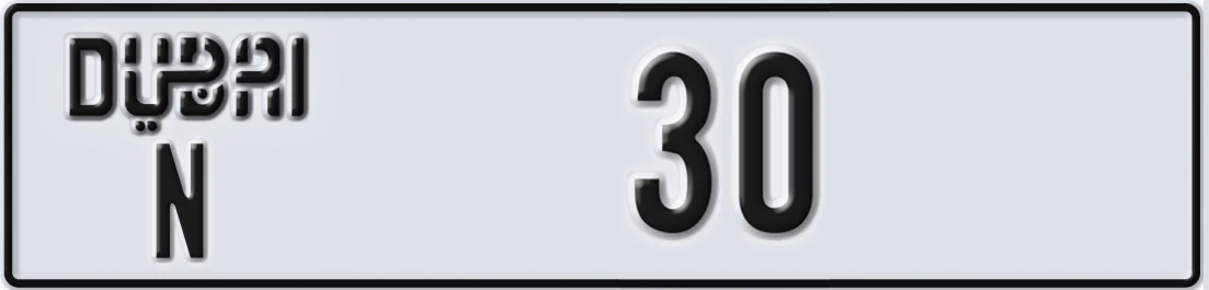 UAE License Plate Dubai N 30X