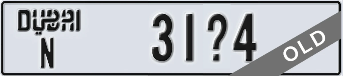 UAE License Plate Dubai N 31X4