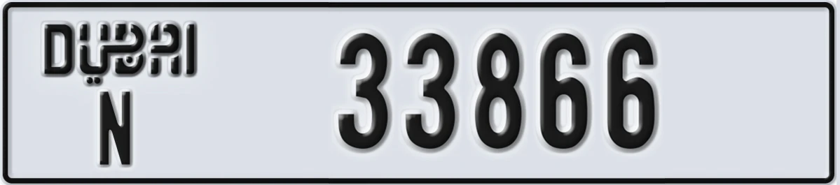 UAE License Plate Dubai N 33866