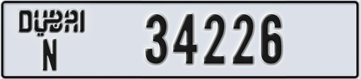 UAE License Plate Dubai N 34226