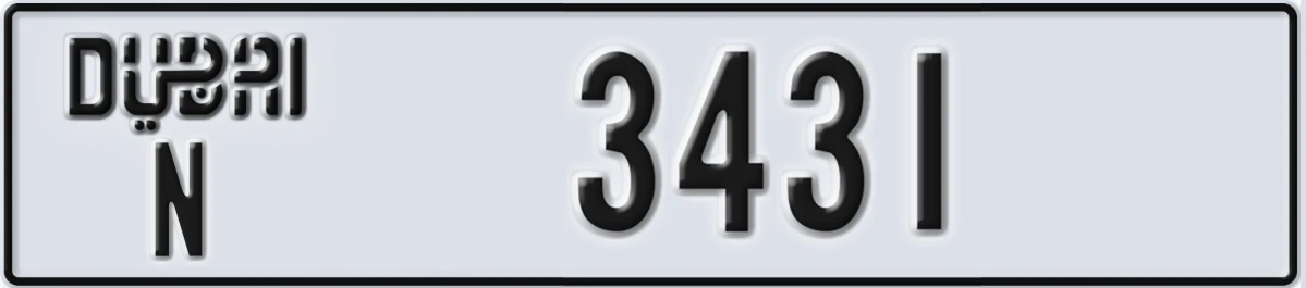 UAE License Plate Dubai N 3431