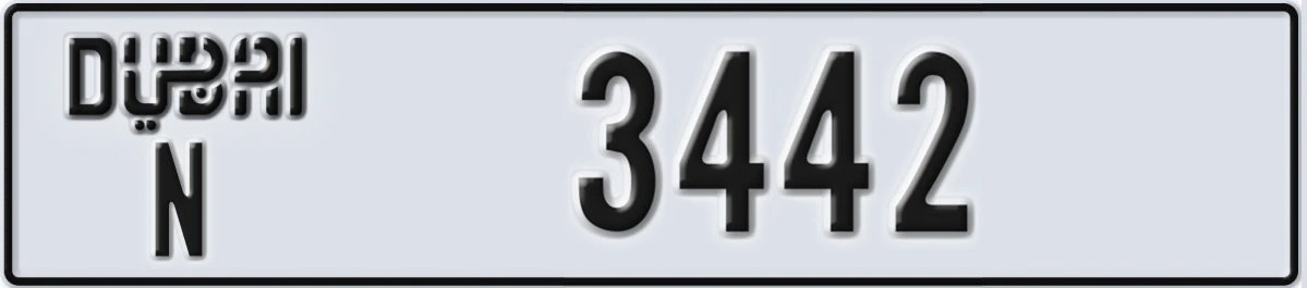UAE License Plate Dubai N 3442