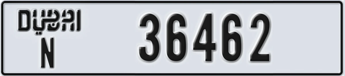 UAE License Plate Dubai N 36462