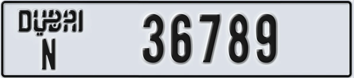 UAE License Plate Dubai N 36789