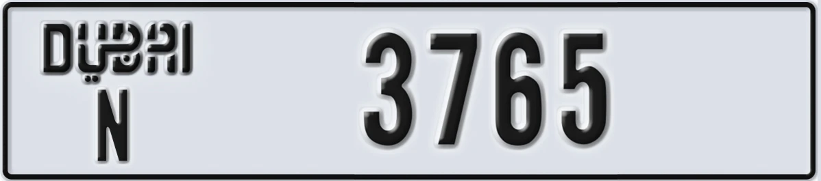 UAE License Plate Dubai N 3765
