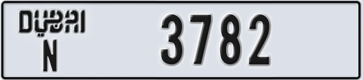 UAE License Plate Dubai N 3782