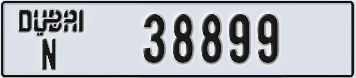 UAE License Plate Dubai N 38899