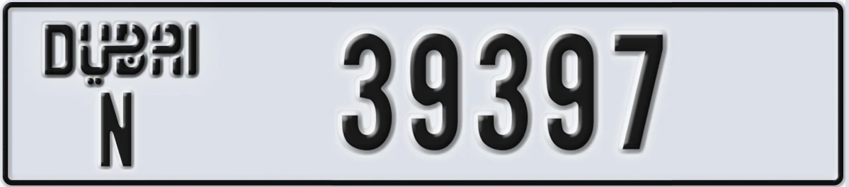 UAE License Plate Dubai N 39397