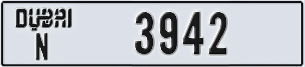UAE License Plate Dubai N 3942