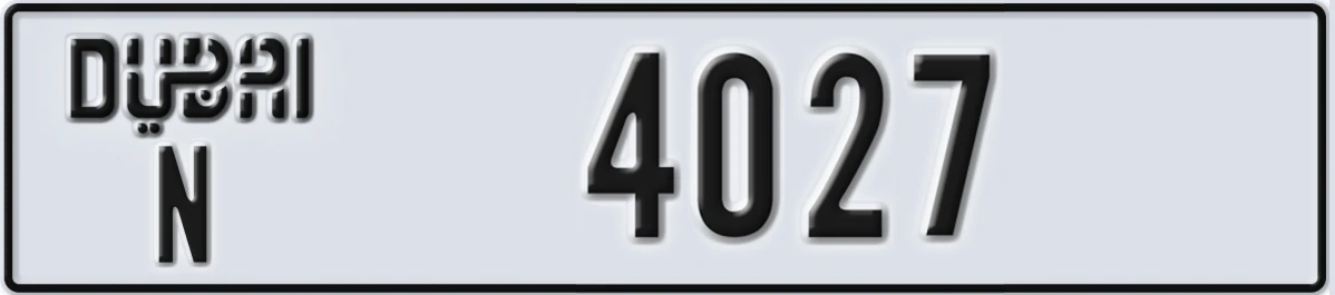 UAE License Plate Dubai N 4027