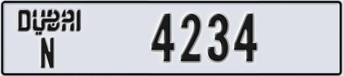 UAE License Plate Dubai N 4234