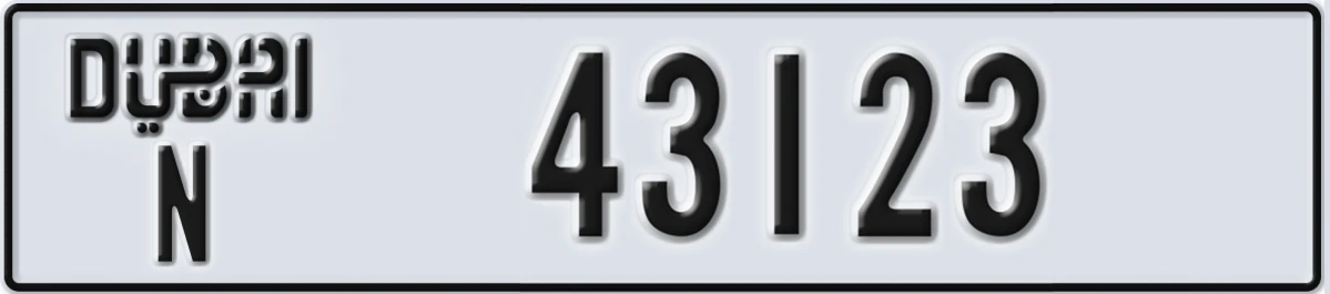 UAE License Plate Dubai N 43123