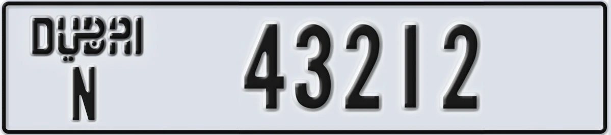 UAE License Plate Dubai N 43212