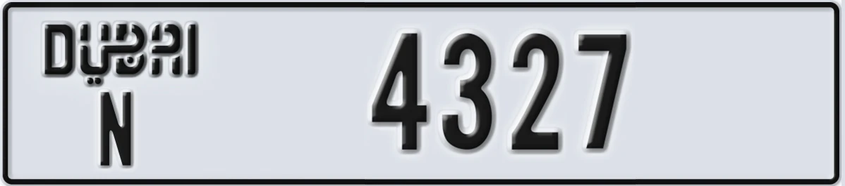 UAE License Plate Dubai N 4327