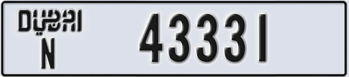 UAE License Plate Dubai N 43331