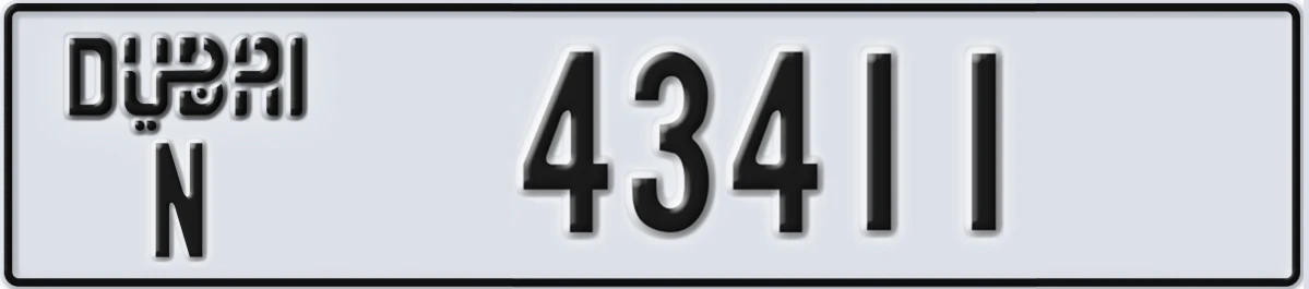 UAE License Plate Dubai N 43411