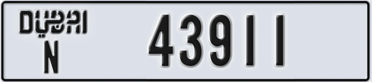UAE License Plate Dubai N 43911