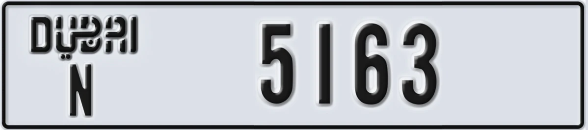 UAE License Plate Dubai N 5163