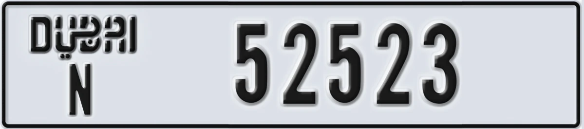 UAE License Plate Dubai N 52523