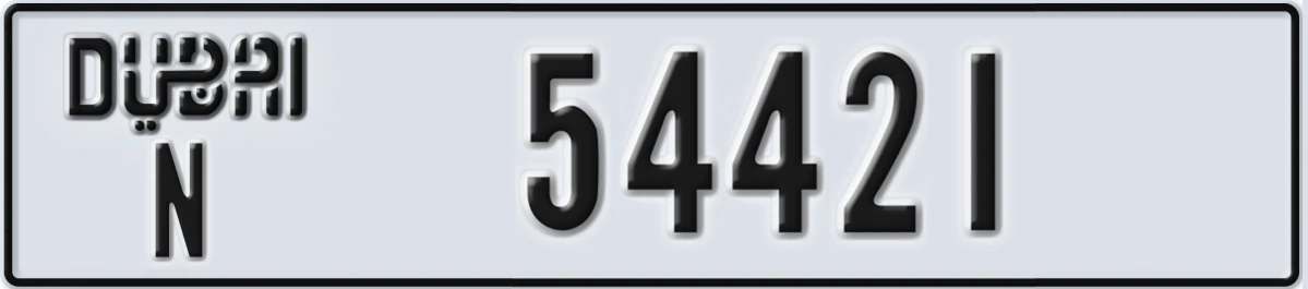 UAE License Plate Dubai N 54421