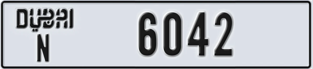 UAE License Plate Dubai N 6042