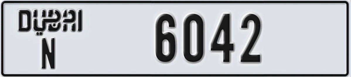 UAE License Plate Dubai N 6042