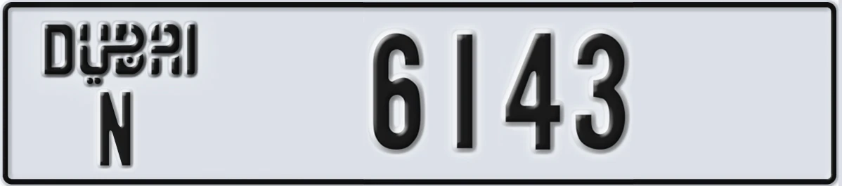 UAE License Plate Dubai N 6143