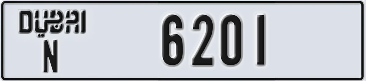 UAE License Plate Dubai N 6201