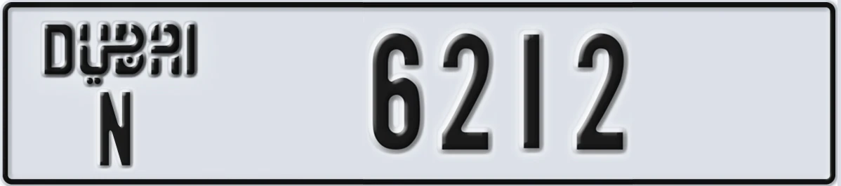 UAE License Plate Dubai N 6212