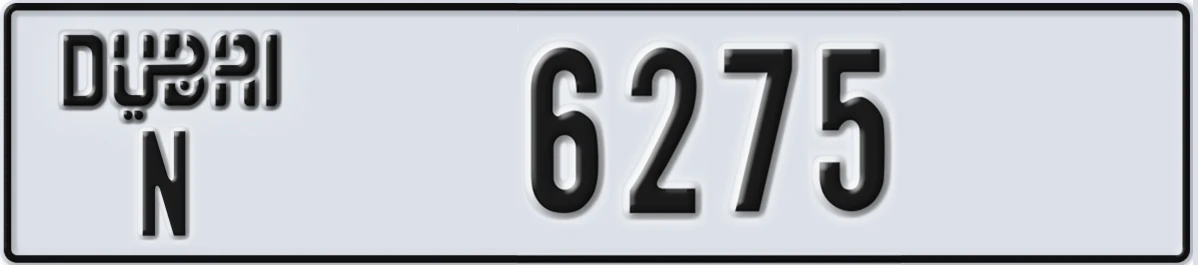 UAE License Plate Dubai N 6275