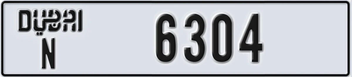 UAE License Plate Dubai N 6304