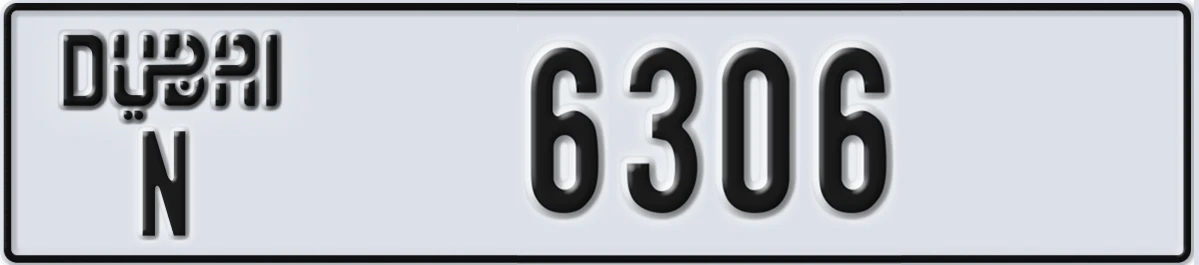 UAE License Plate Dubai N 6306