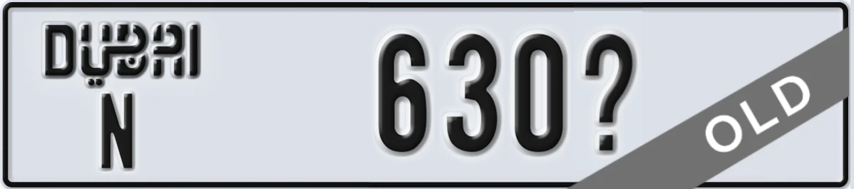 UAE License Plate Dubai N 630Y