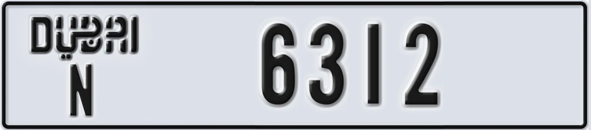 UAE License Plate Dubai N 6312