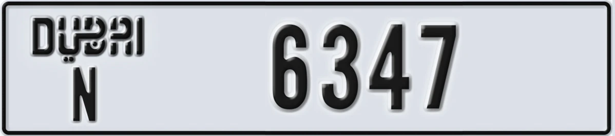 UAE License Plate Dubai N 6347