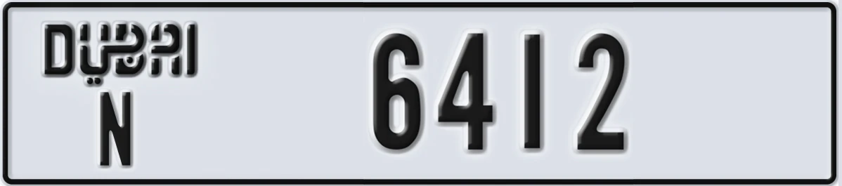 UAE License Plate Dubai N 6412