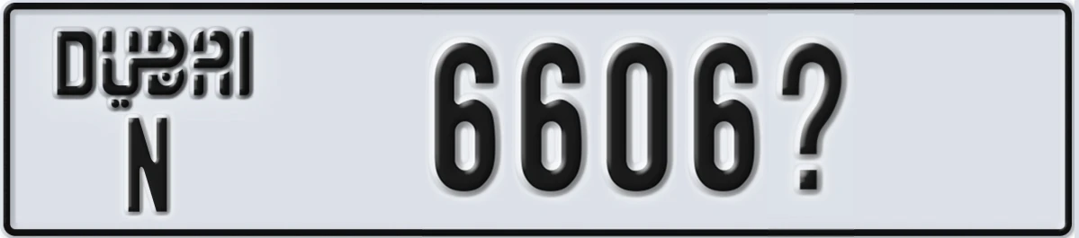 UAE License Plate Dubai N 6606X