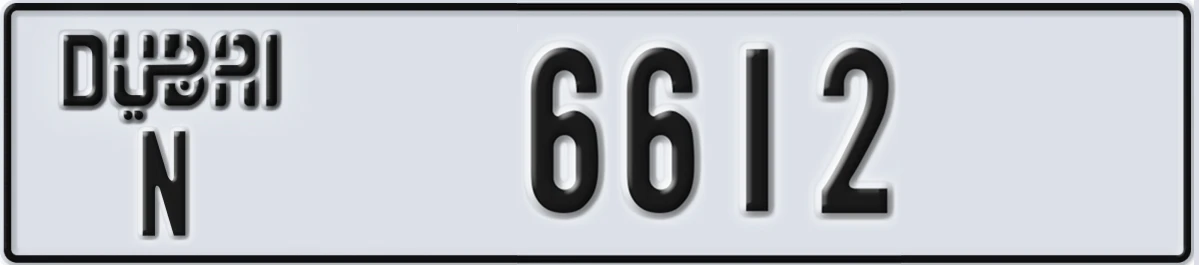 UAE License Plate Dubai N 6612