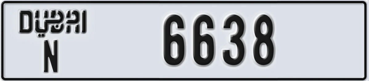 UAE License Plate Dubai N 6638