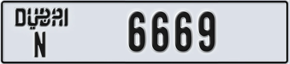 UAE License Plate Dubai N 6669