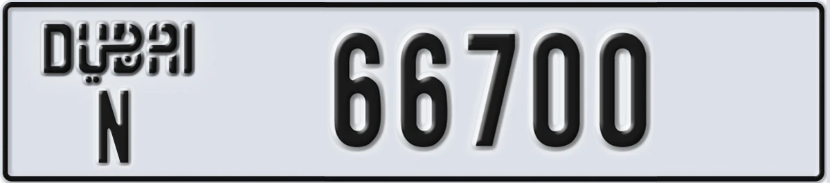 UAE License Plate Dubai N 66700