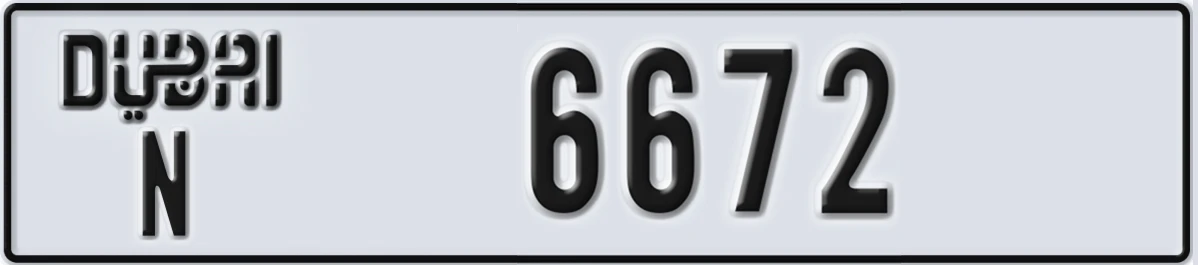 UAE License Plate Dubai N 6672