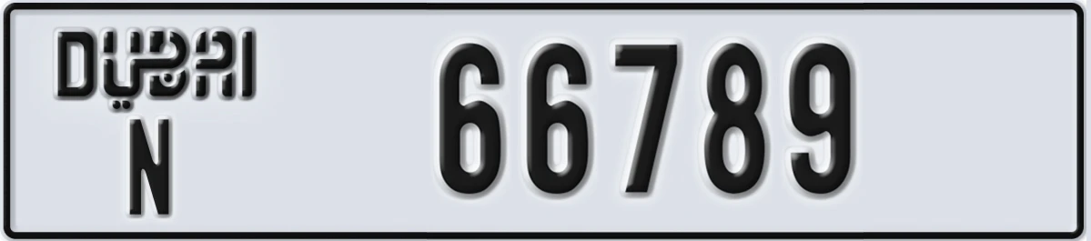 UAE License Plate Dubai N 66789