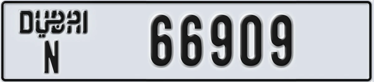 UAE License Plate Dubai N 66909